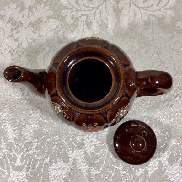 Vintage 1940’s Ceramic Brown Moriage Gold Gilt Teapot - Japan - Picture 7 of 8